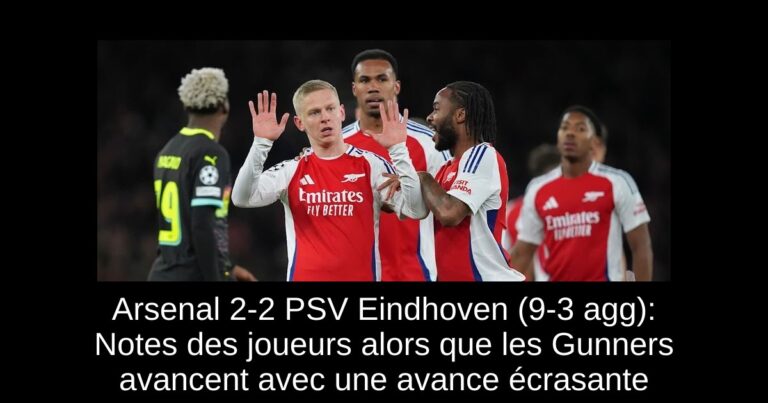 Arsenal 2-2 PSV Eindhoven (9-3 agg): Notes des joueurs alors que les Gunners avancent avec une avance écrasante