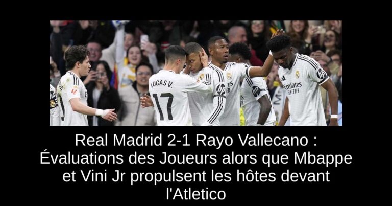 Real Madrid 2-1 Rayo Vallecano : Évaluations des Joueurs alors que Mbappe et Vini Jr propulsent les hôtes devant l'Atletico