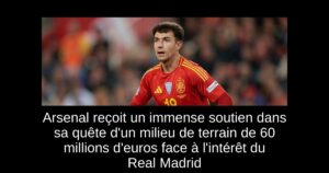 Arsenal reçoit un immense soutien dans sa quête d&rsquo;un milieu de terrain de 60 millions d&rsquo;euros face à l&rsquo;intérêt du Real Madrid