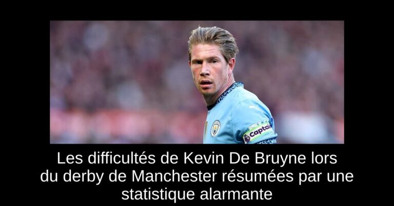 Les difficultés de Kevin De Bruyne lors du derby de Manchester résumées par une statistique alarmante