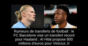 Rumeurs de transferts de football : le FC Barcelone vise un transfert record pour Haaland ; Al Hilal propose 800 millions d&rsquo;euros pour Vinicius Jr