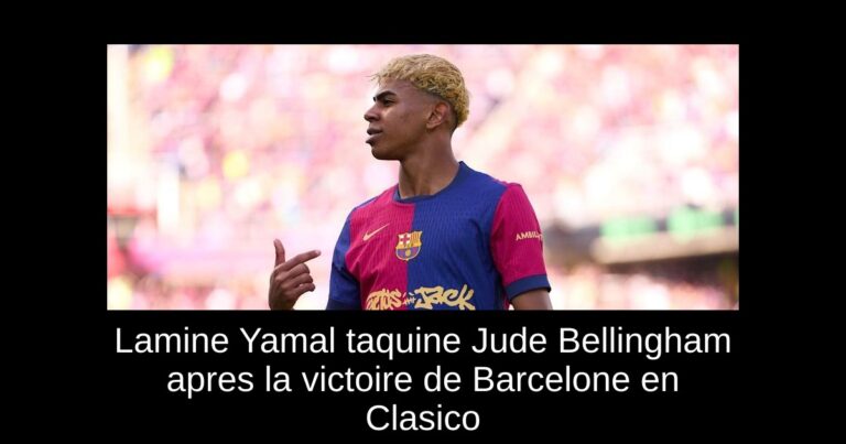 Lamine Yamal taquine Jude Bellingham apres la victoire de Barcelone en Clasico