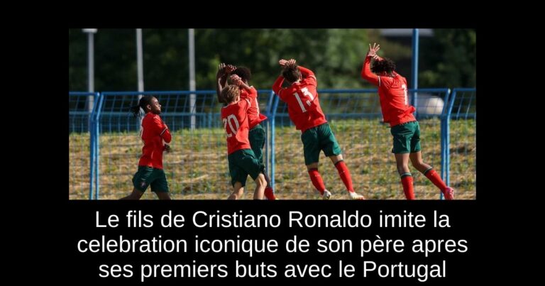 Le fils de Cristiano Ronaldo imite la celebration iconique de son père apres ses premiers buts avec le Portugal