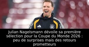 Julian Nagelsmann dévoile sa première sélection pour la Coupe du Monde 2026 : peu de surprises mais des retours prometteurs