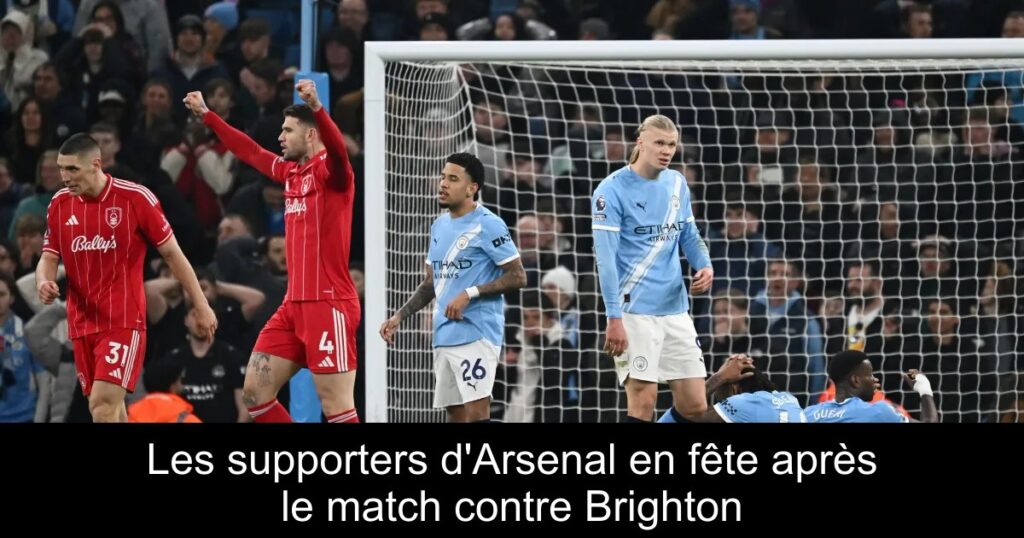 Les supporters d&rsquo;Arsenal en fête après le match contre Brighton