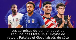 Les surprises du dernier appel de l&rsquo;équipe des États-Unis : Reyna de retour, Pukstas et Gozo laissés de côté