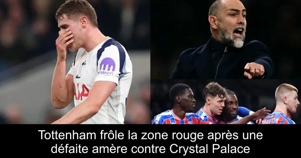 Tottenham frôle la zone rouge après une défaite amère contre Crystal Palace
