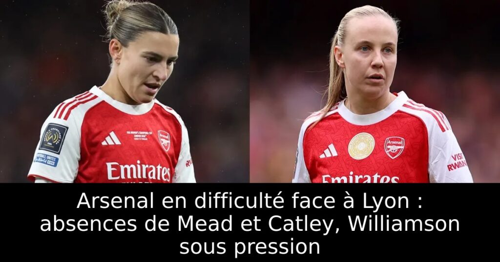 Arsenal en difficulté face à Lyon : absences de Mead et Catley, Williamson sous pression