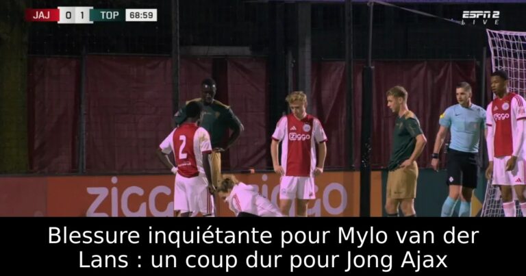 Blessure inquiétante pour Mylo van der Lans : un coup dur pour Jong Ajax