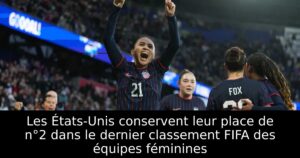Les États-Unis conservent leur place de n°2 dans le dernier classement FIFA des équipes féminines