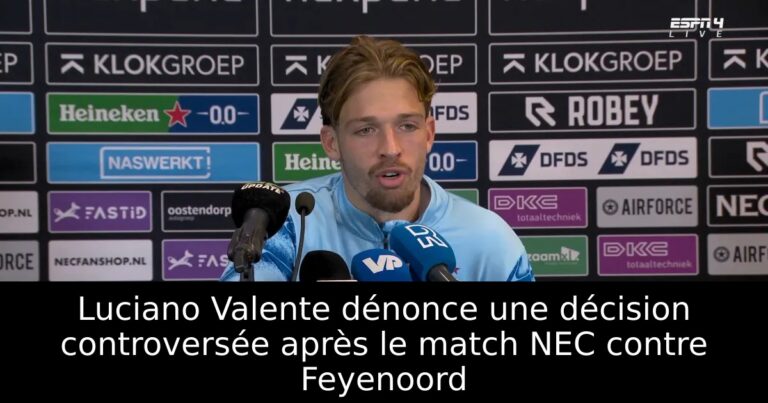 Luciano Valente dénonce une décision controversée après le match NEC contre Feyenoord