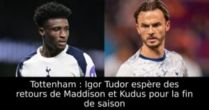 Tottenham : Igor Tudor espère des retours de Maddison et Kudus pour la fin de saison