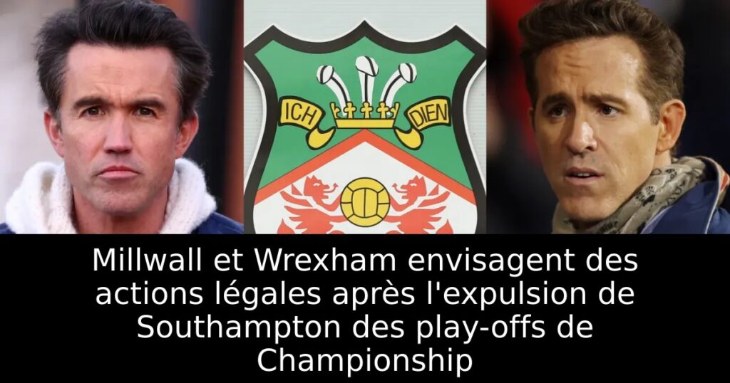 Millwall et Wrexham envisagent des actions légales après l&rsquo;expulsion de Southampton des play-offs de Championship