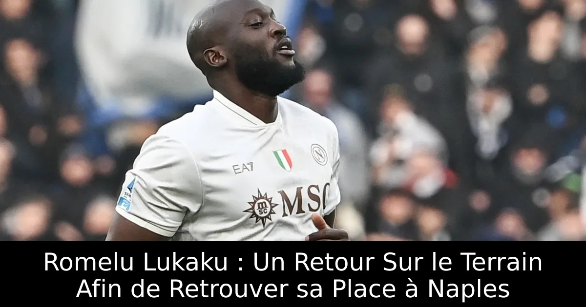Romelu Lukaku : Un Retour Sur le Terrain Afin de Retrouver sa Place à ...