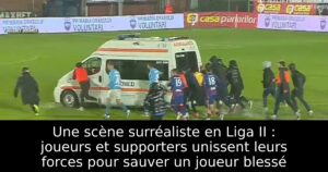 Une scène surréaliste en Liga II : joueurs et supporters unissent leurs forces pour sauver un joueur blessé