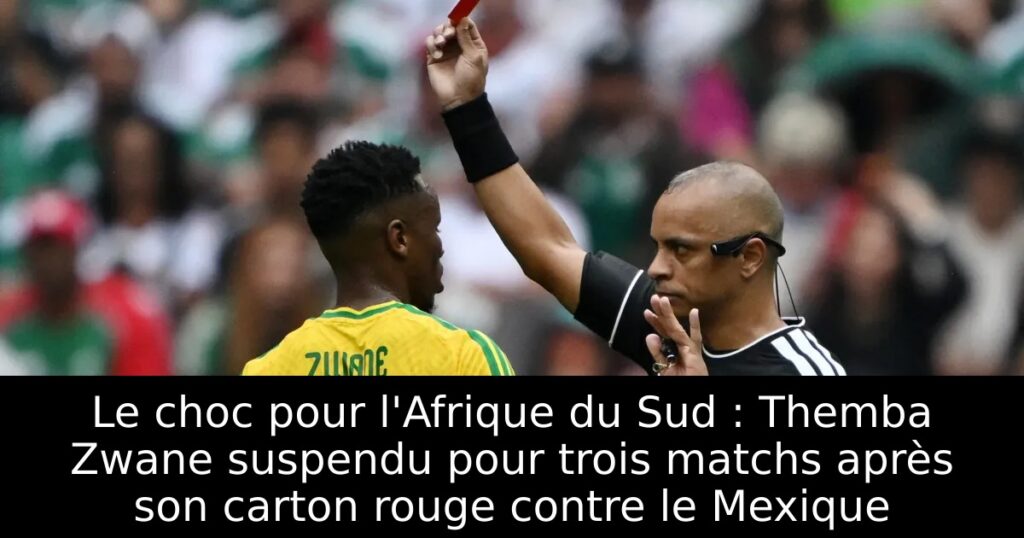 Le choc pour l&rsquo;Afrique du Sud : Themba Zwane suspendu pour trois matchs après son carton rouge contre le Mexique
