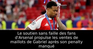 Le soutien sans faille des fans d&rsquo;Arsenal propulse les ventes de maillots de Gabriel après son penalty manqué