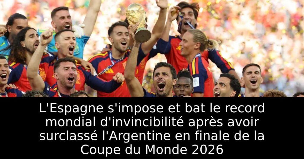 L&rsquo;Espagne s&rsquo;impose et bat le record mondial d&rsquo;invincibilité après avoir surclassé l&rsquo;Argentine en finale de la Coupe du Monde 2026