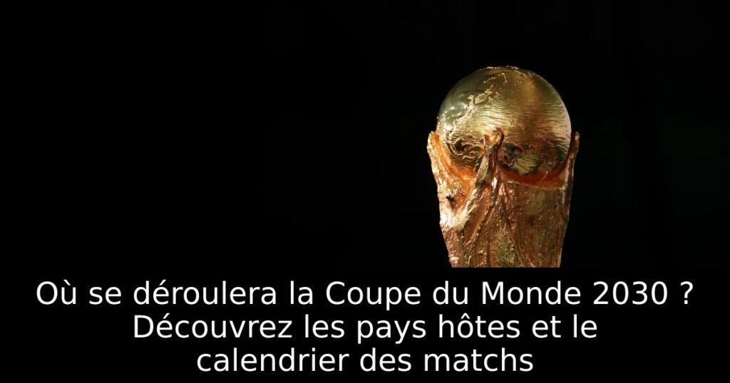 Où se déroulera la Coupe du Monde 2030 ? Découvrez les pays hôtes et le calendrier des matchs