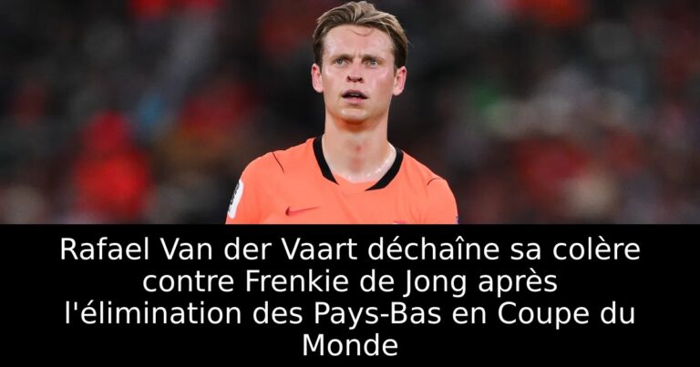 Rafael Van der Vaart déchaîne sa colère contre Frenkie de Jong après l'élimination des Pays-Bas en Coupe du Monde