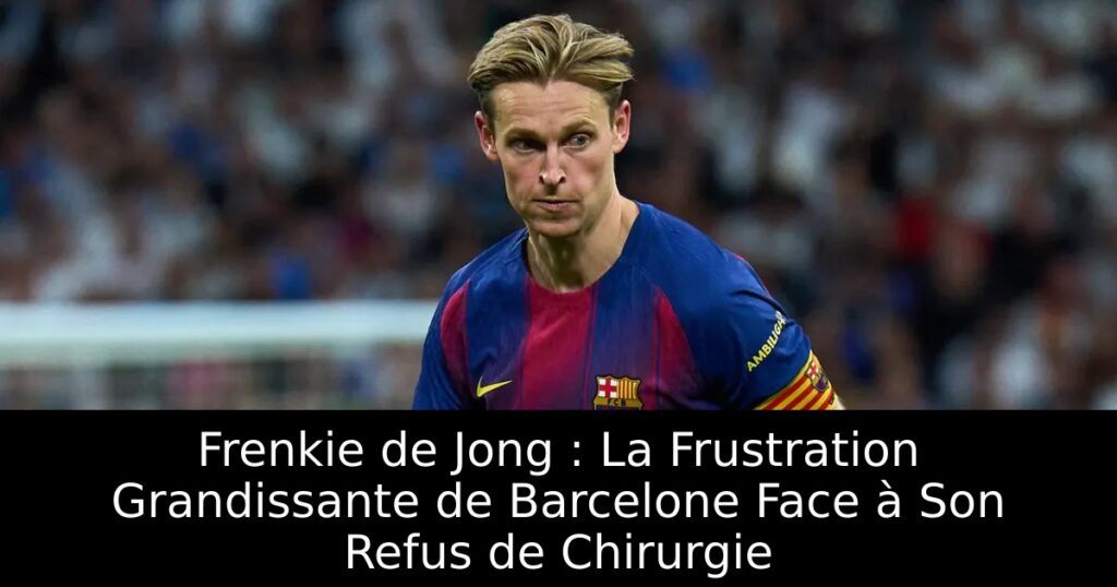 Frenkie de Jong : La Frustration Grandissante de Barcelone Face à Son Refus de Chirurgie