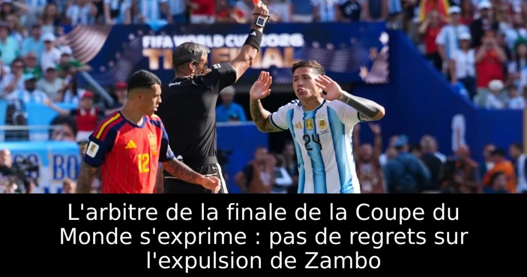 L&rsquo;arbitre de la finale de la Coupe du Monde s&rsquo;exprime : pas de regrets sur l&rsquo;expulsion de Zambo