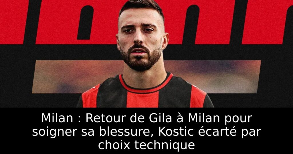 Milan : Retour de Gila à Milan pour soigner sa blessure, Kostic écarté par choix technique