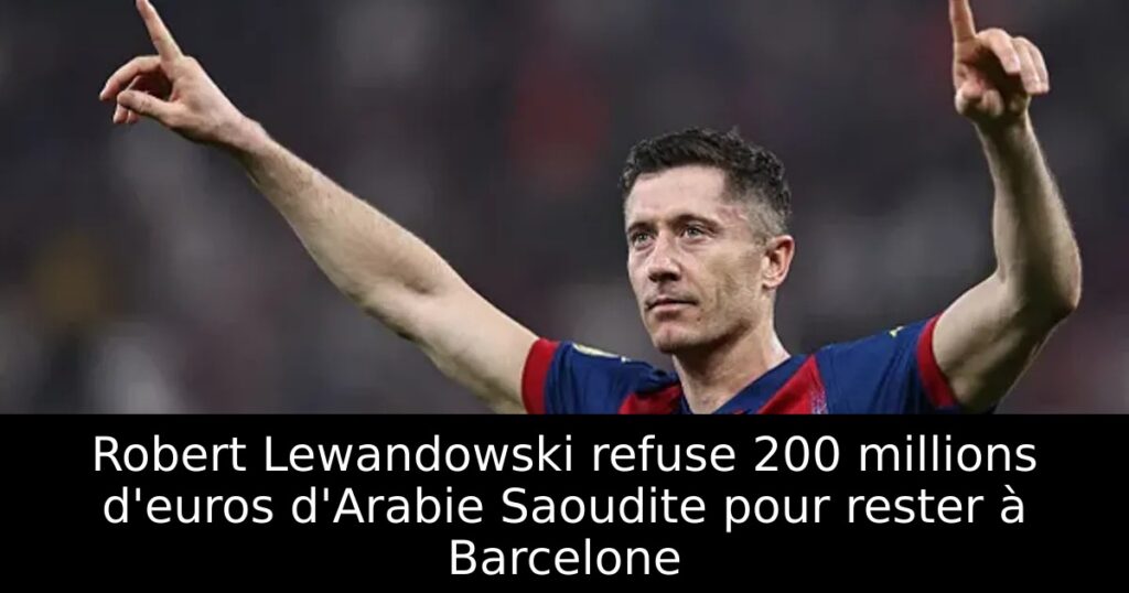 Robert Lewandowski refuse 200 millions d&rsquo;euros d&rsquo;Arabie Saoudite pour rester à Barcelone