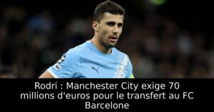 Rodri : Manchester City exige 70 millions d&rsquo;euros pour le transfert au FC Barcelone