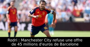 Rodri : Manchester City refuse une offre de 45 millions d&rsquo;euros de Barcelone