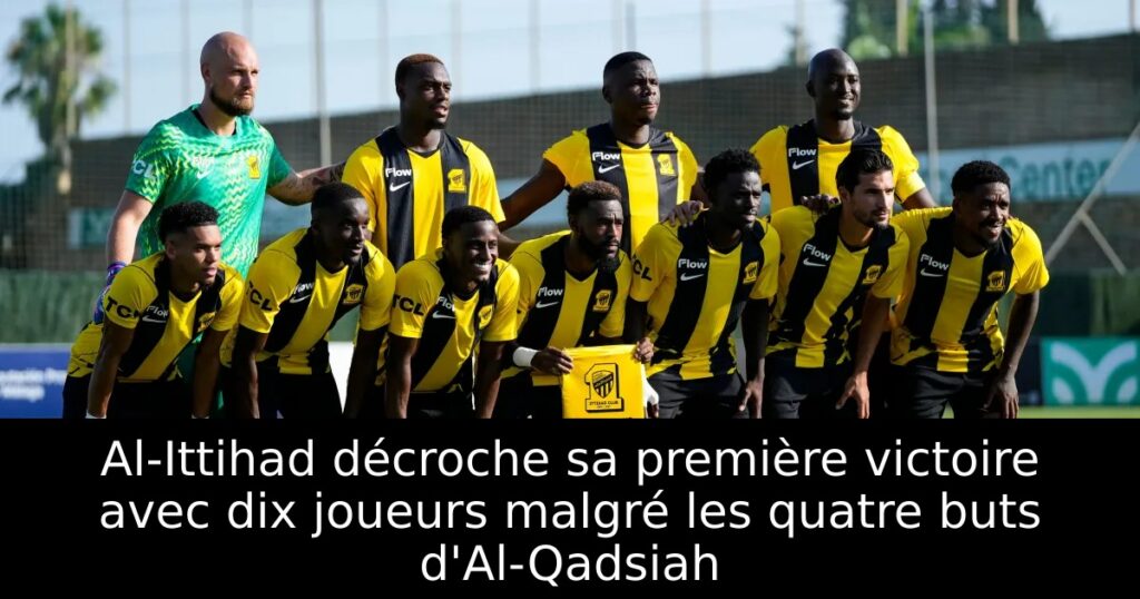 Al-Ittihad décroche sa première victoire avec dix joueurs malgré les quatre buts d&rsquo;Al-Qadsiah