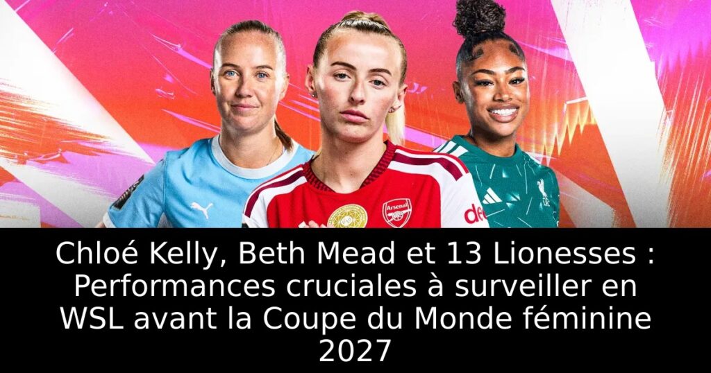 Chloé Kelly, Beth Mead et 13 Lionesses : Performances cruciales à surveiller en WSL avant la Coupe du Monde féminine 2027
