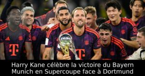 Harry Kane célèbre la victoire du Bayern Munich en Supercoupe face à Dortmund