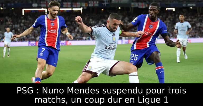 PSG : Nuno Mendes suspendu pour trois matchs, un coup dur en Ligue 1