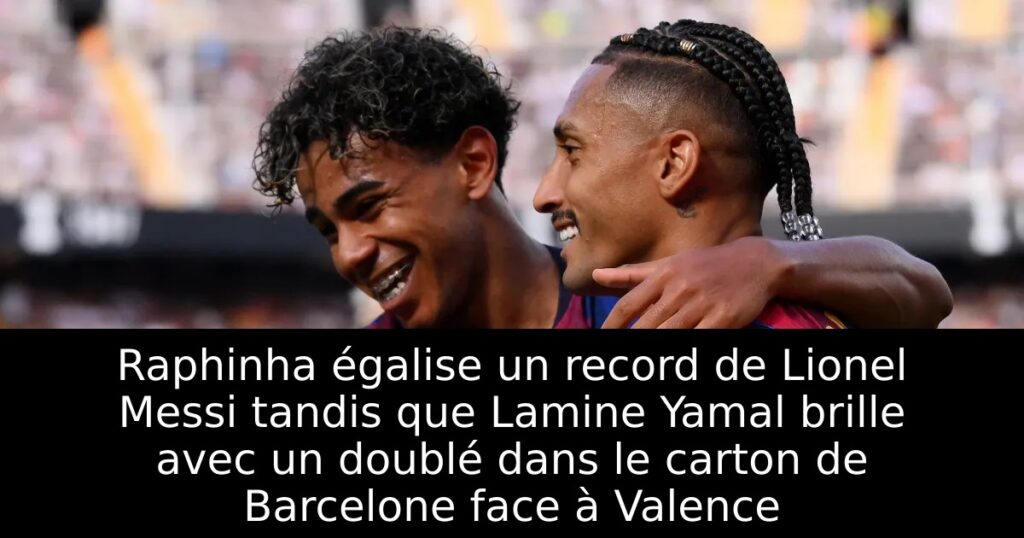 Raphinha égalise un record de Lionel Messi tandis que Lamine Yamal brille avec un doublé dans le carton de Barcelone face à Valence