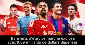 Transferts d&rsquo;été : Le marché explose avec 9,89 milliards de dollars dépensés