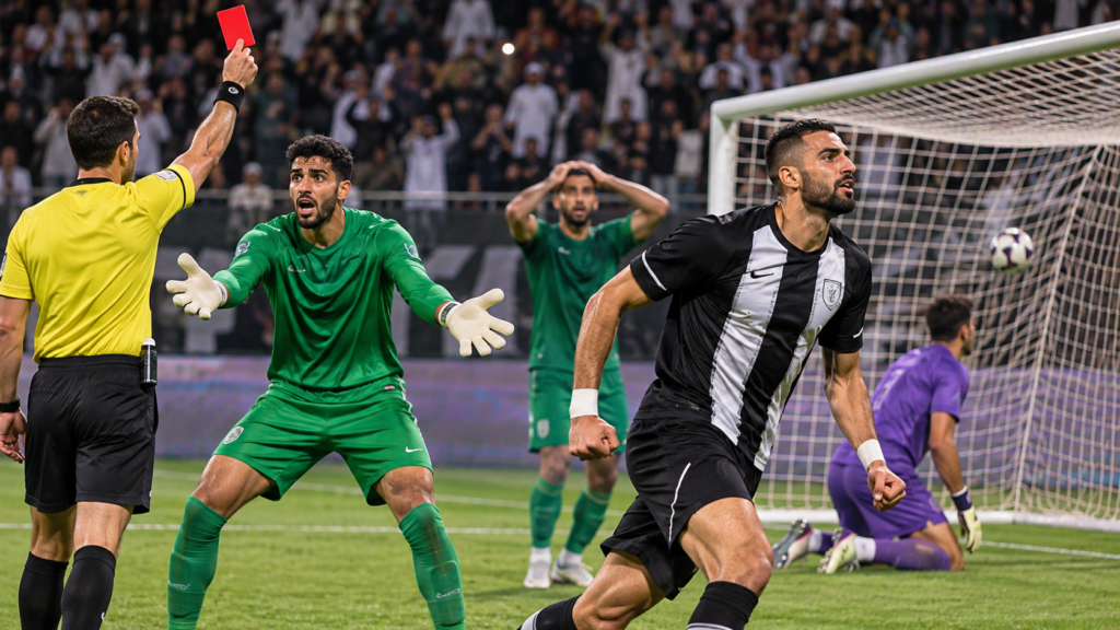 Al-Shabab – Al-Ahli : un geste interdit du gardien Al-Sanbi provoque son expulsion et un but de Carrasco