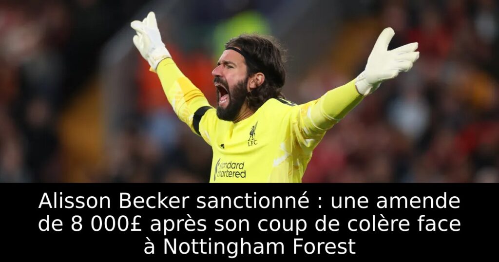 Alisson Becker sanctionné : une amende de 8 000£ après son coup de colère face à Nottingham Forest