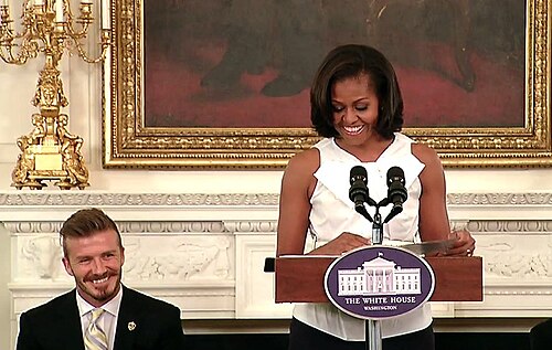 David Beckham aux côtés de Michelle Obama en 2012