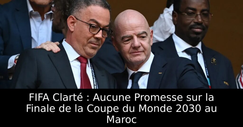FIFA Clarté : Aucune Promesse sur la Finale de la Coupe du Monde 2030 au Maroc