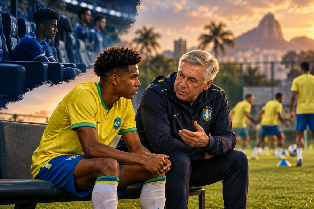 Brésil : Ancelotti maintient sa confiance en Estêvão malgré son faible temps de jeu à Chelsea