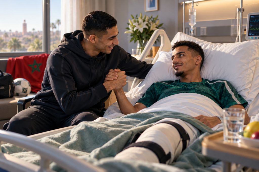 Achraf Hakimi au chevet d&rsquo;Azzedine Ounahi : le beau geste du joueur du PSG après son opération