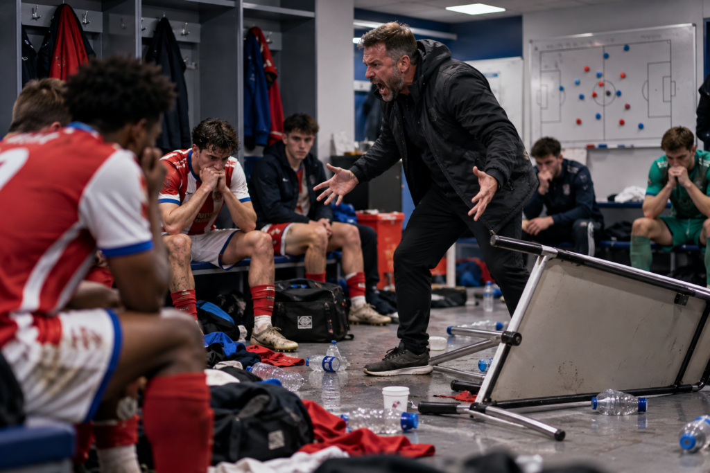 Dorking Wanderers : Marc White explose à la mi-temps, sa colère devient virale